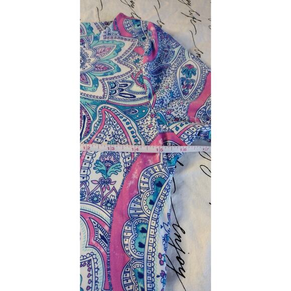 Cynthia Rowley Women's Size Small Floral Paisley Blue and Pink Long Sleeve Dress - Picture 7 of 8